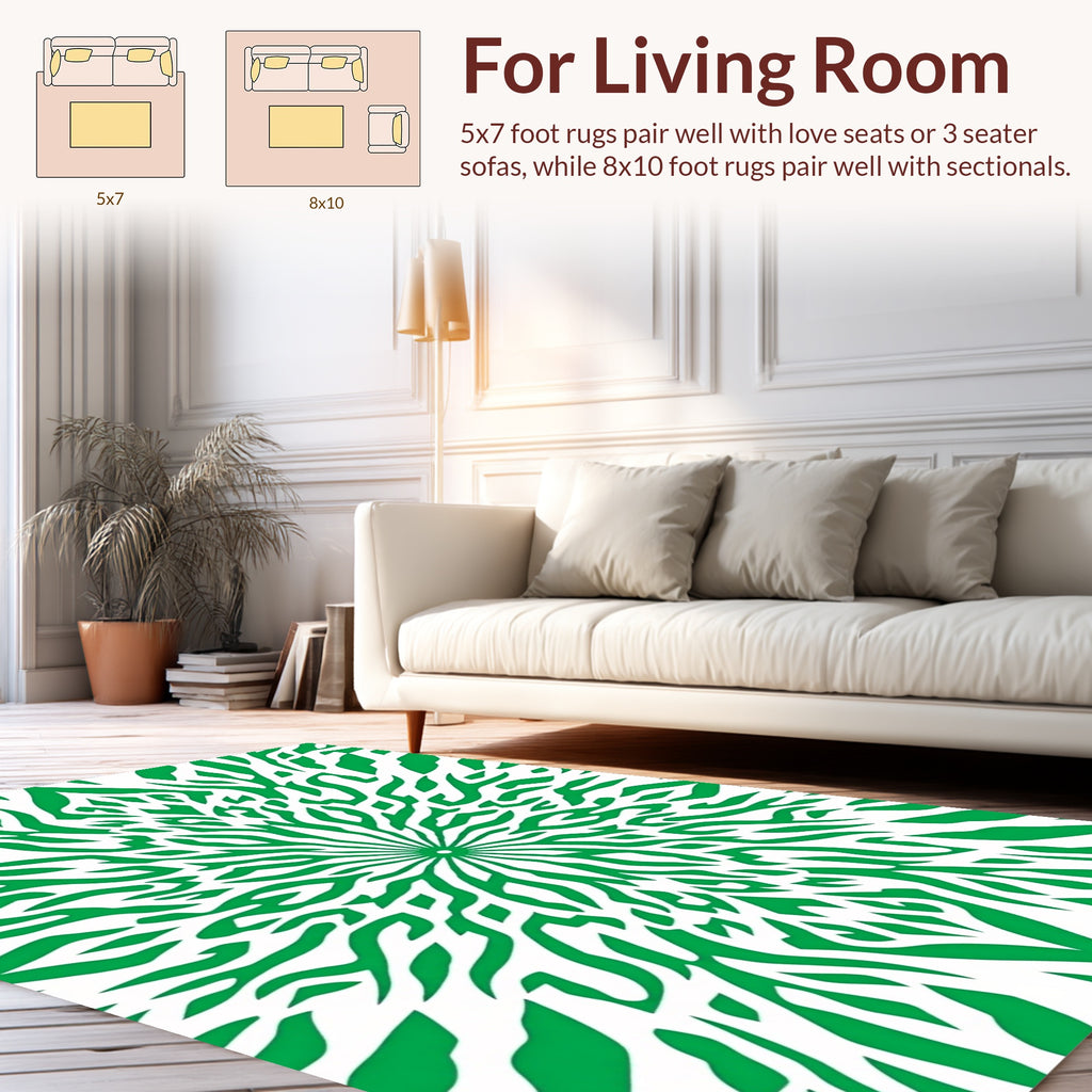 Radiant Green Organic Pattern Rug