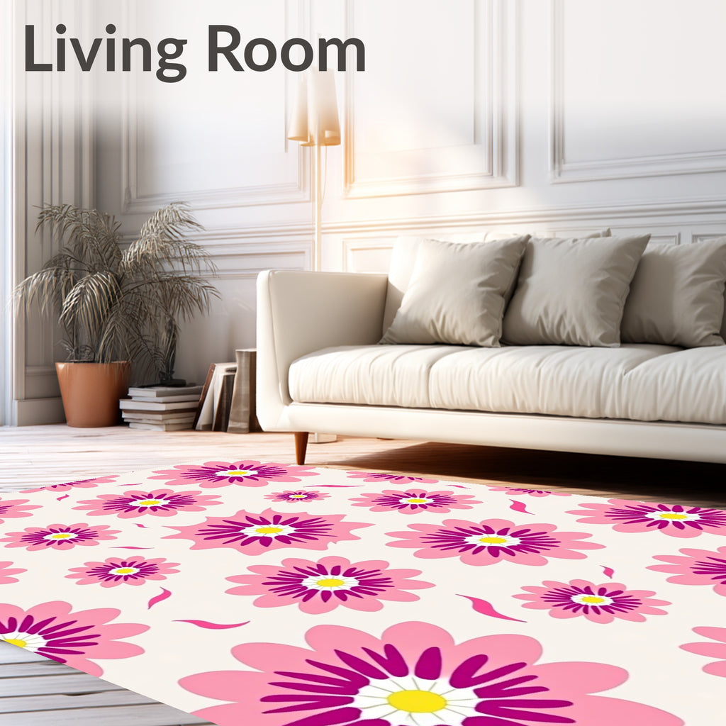 Pink Floral Graphic Pattern Rug