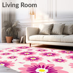 Pink Floral Graphic Pattern Rug