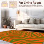 Bold Swirling Emerald Orange Pattern Rug