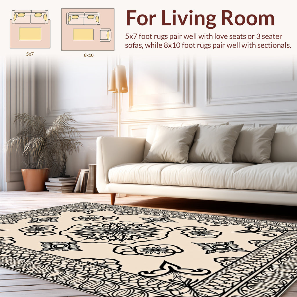 Intricate Floral Mandala Geometric Pattern Rug