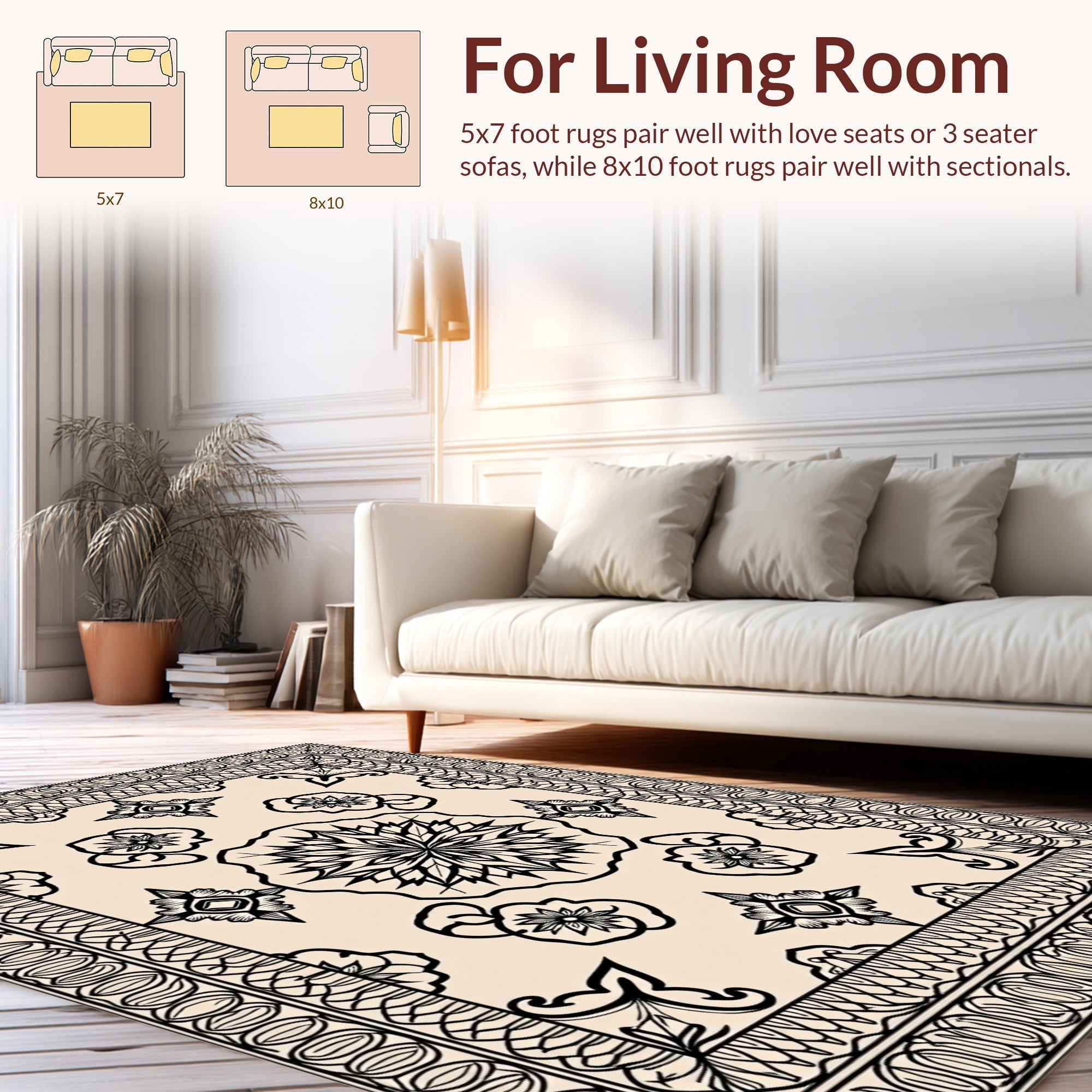 Intricate Floral Mandala Geometric Pattern Rug
