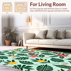 Tropical Leaf and Flower Pattern Rug