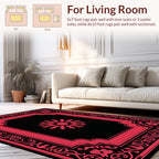 Elegant Crimson Floral Frame Rug