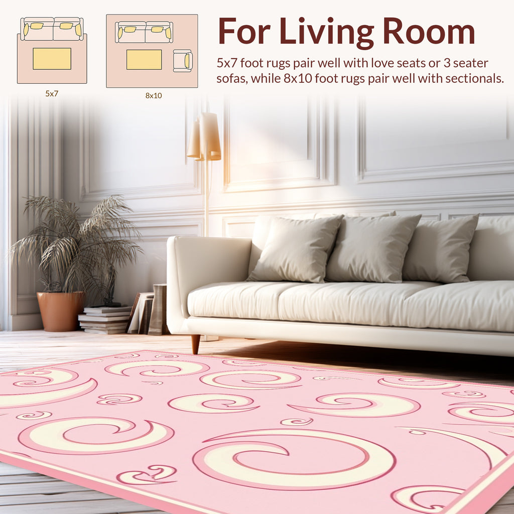 Playful Pink Swirl Pattern Rug