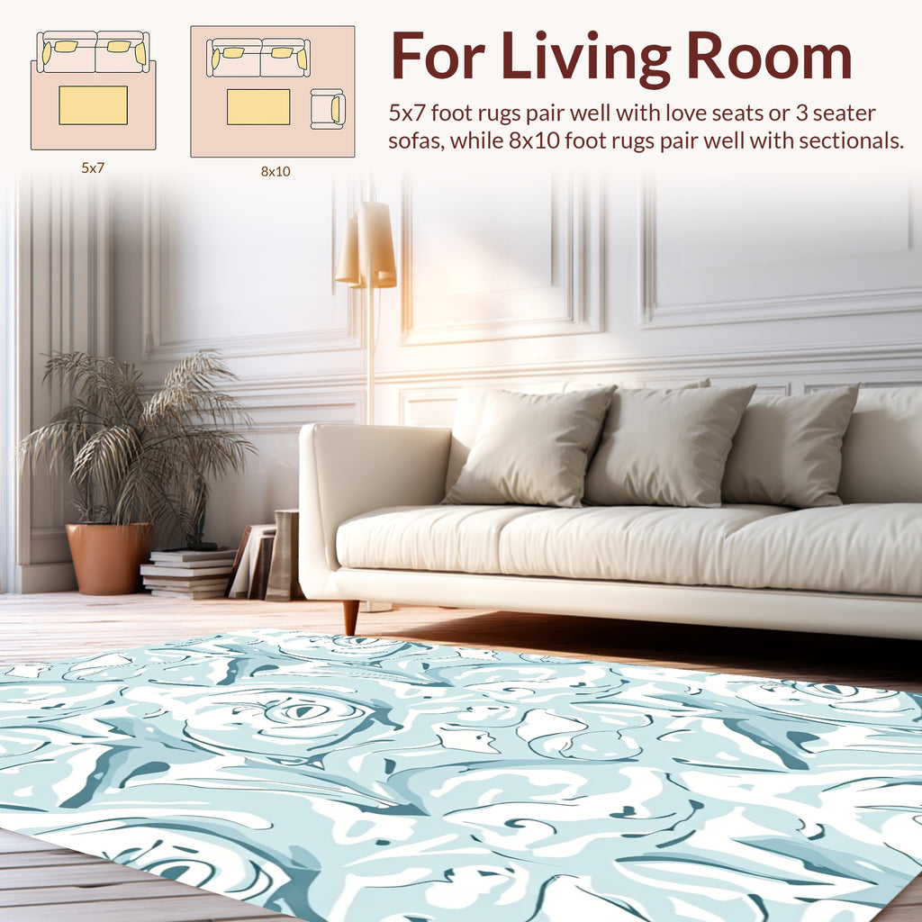 Light Teal Abstract Swirl Pattern Rug