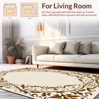 Ornate Brown Floral Scrollwork Design Rug
