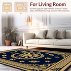 Ornate Gold Floral Medallion Rug