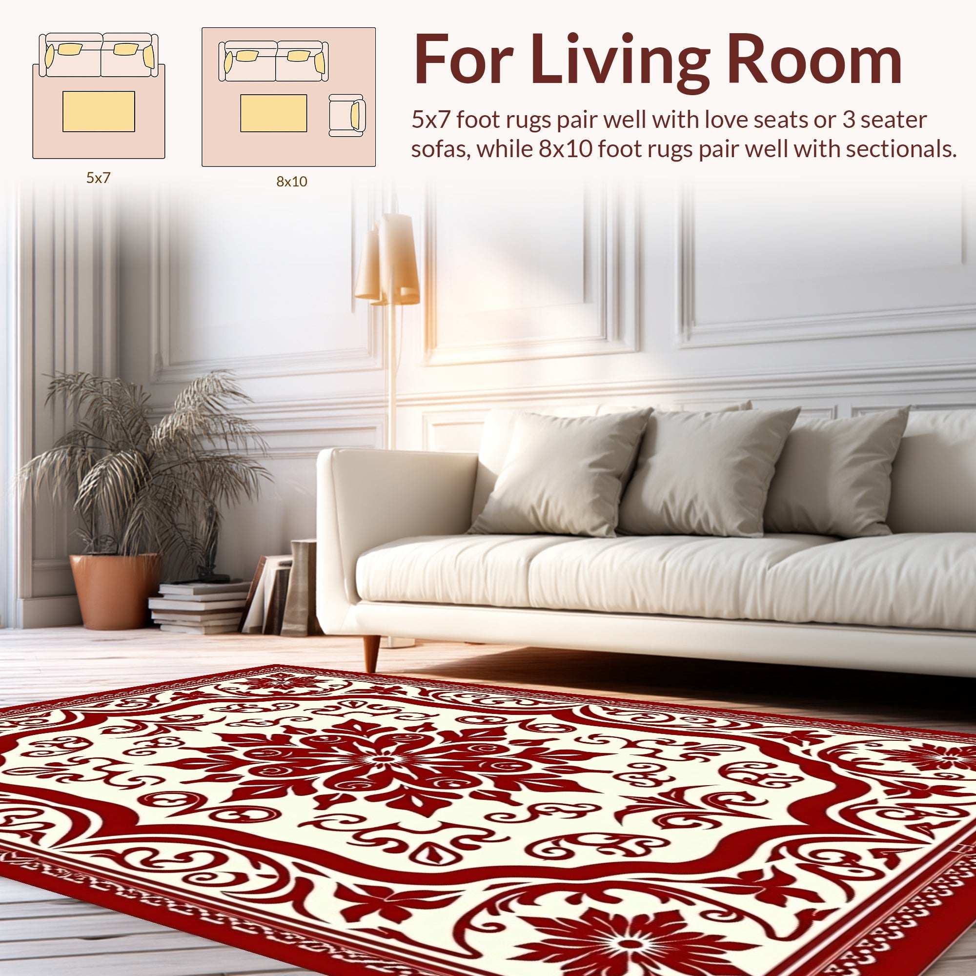 Classic Red Floral Medallion Pattern Rug