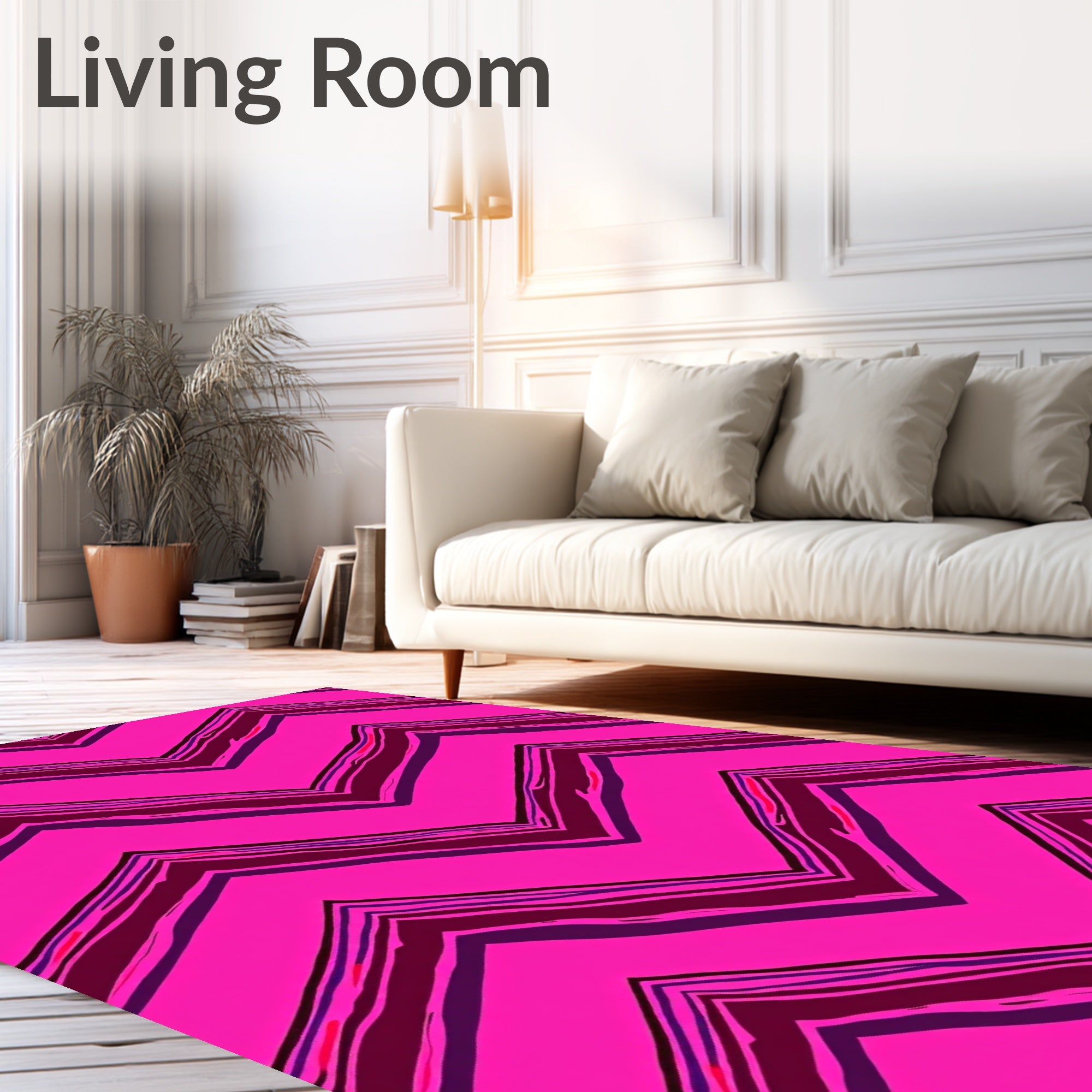 Bold Pink Zigzag Pattern Rug