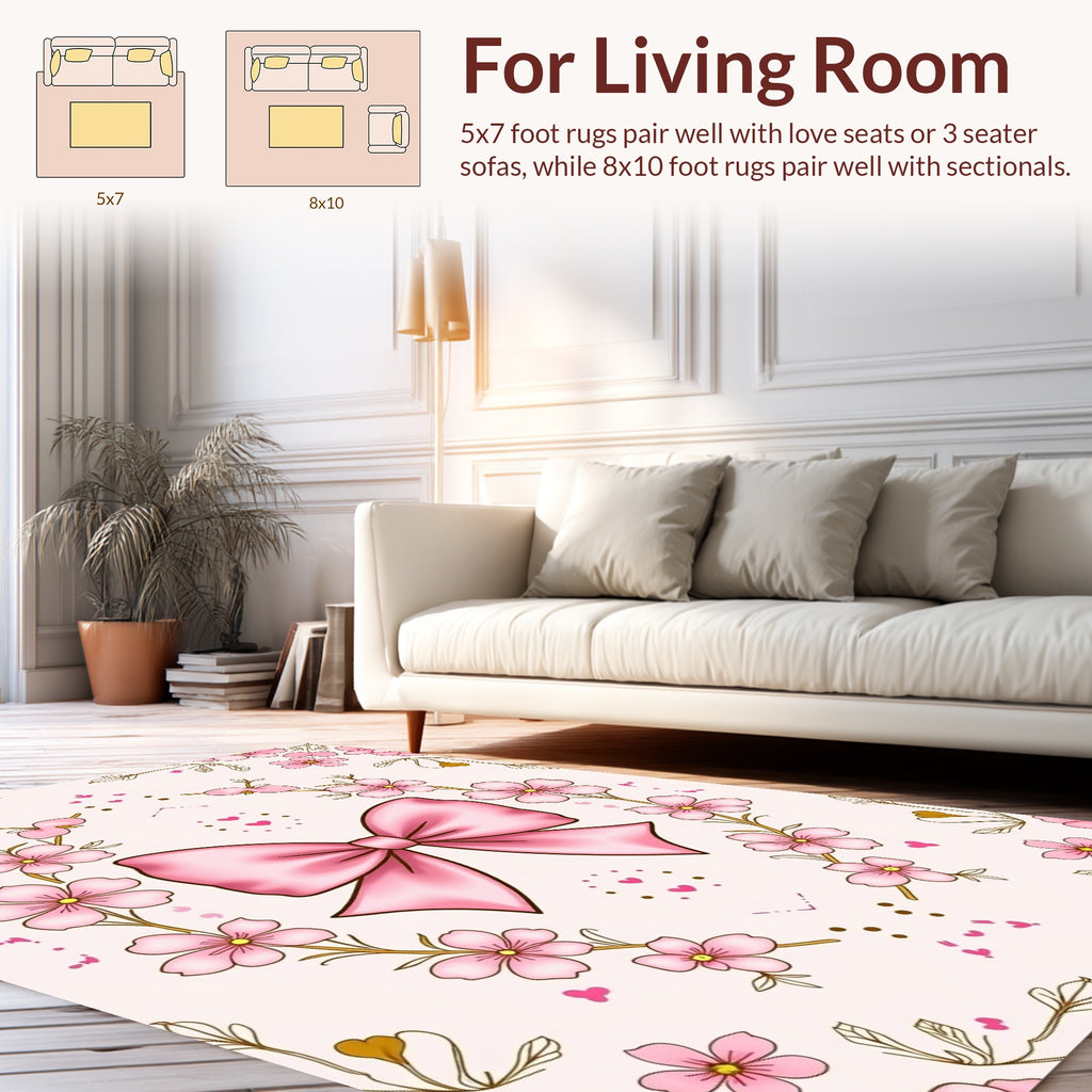 Pink Cherry Blossom Bow Design Rug