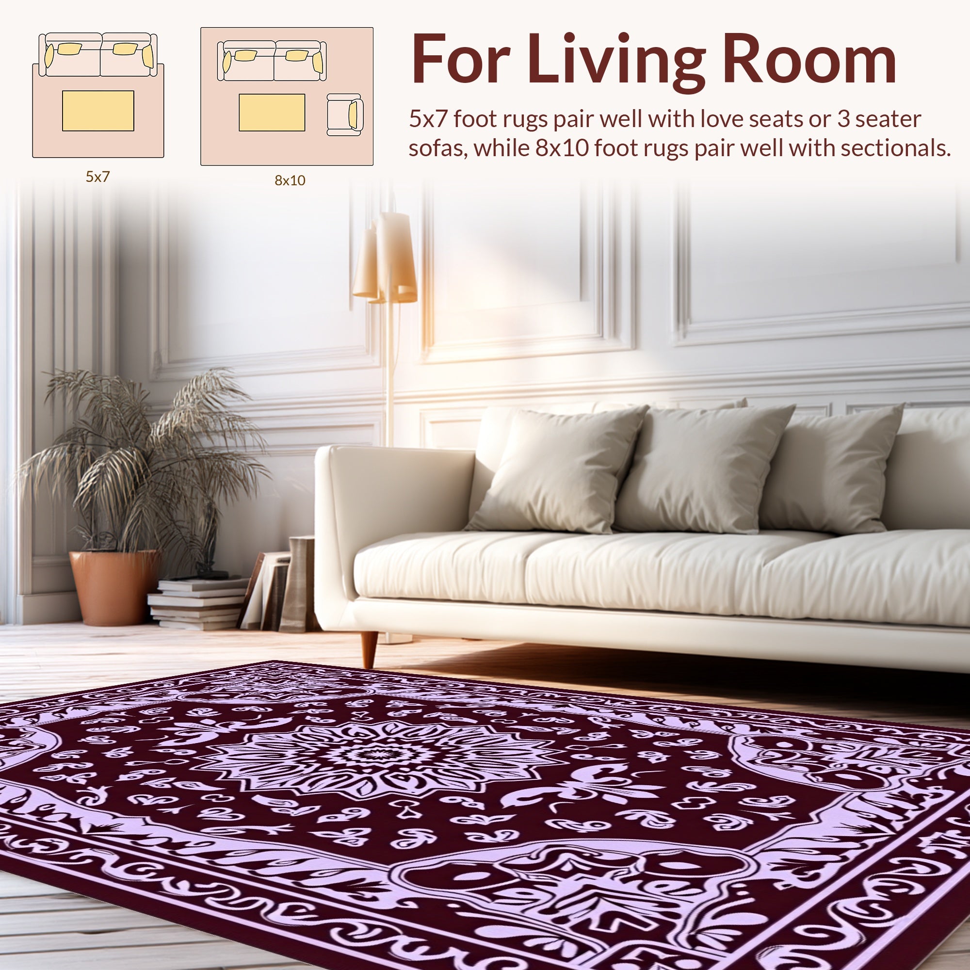 Ornate Red Mandala Floral Pattern Rug