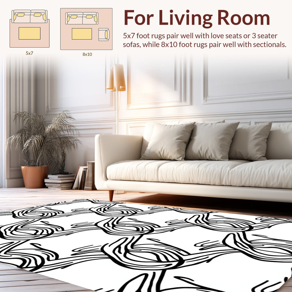Abstract Line Swirls Pattern Rug