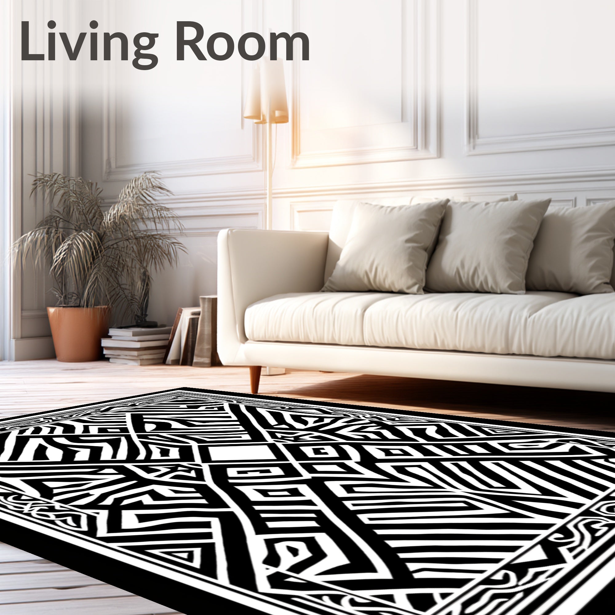 Bold Symmetric Tribal Geometric Design Rug