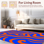 Groovy Swirl Pattern Blue Orange Rug