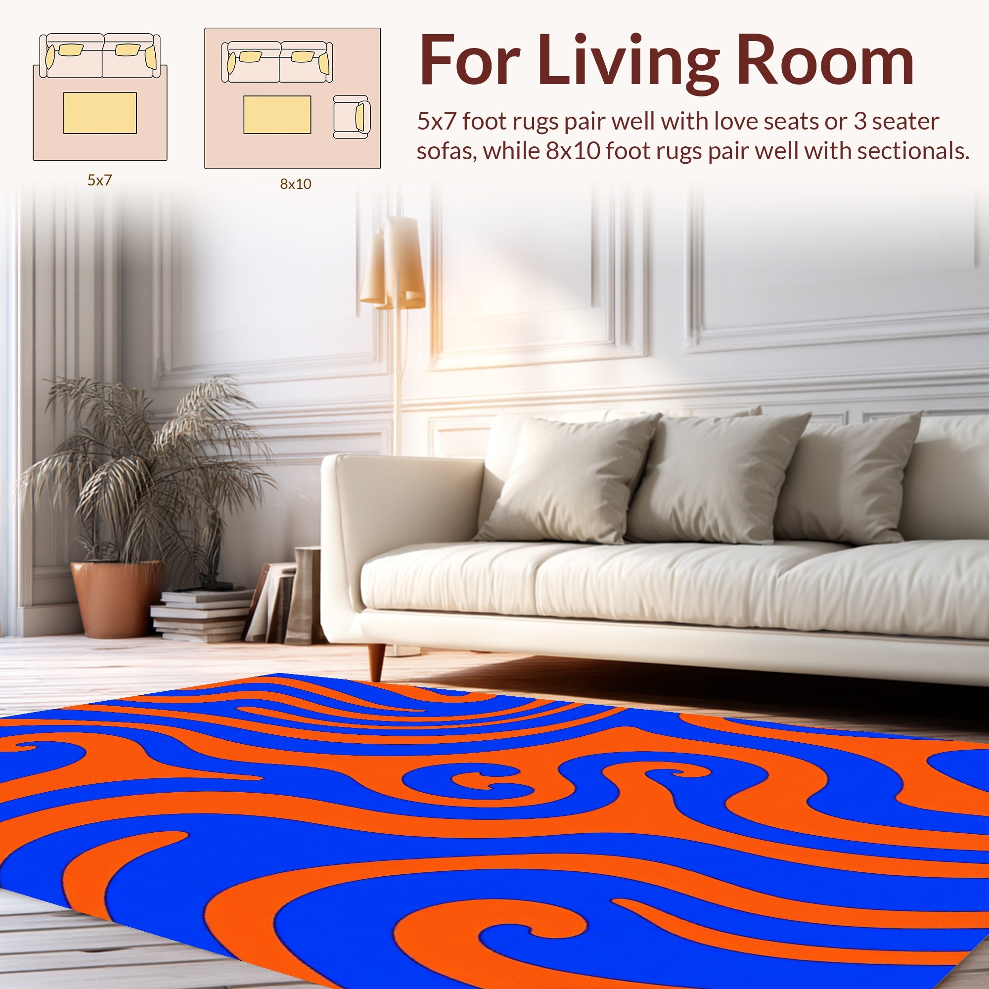 Groovy Swirl Pattern Blue Orange Rug