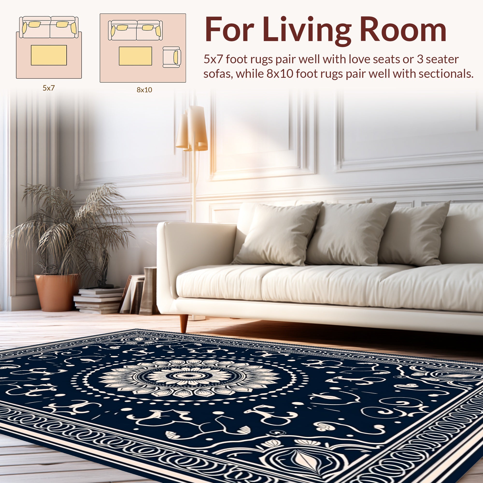 Ornate Floral Medallion Mandala Design Rug