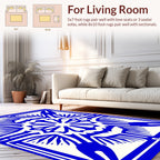 Bold Blue White Radial Pattern Rug