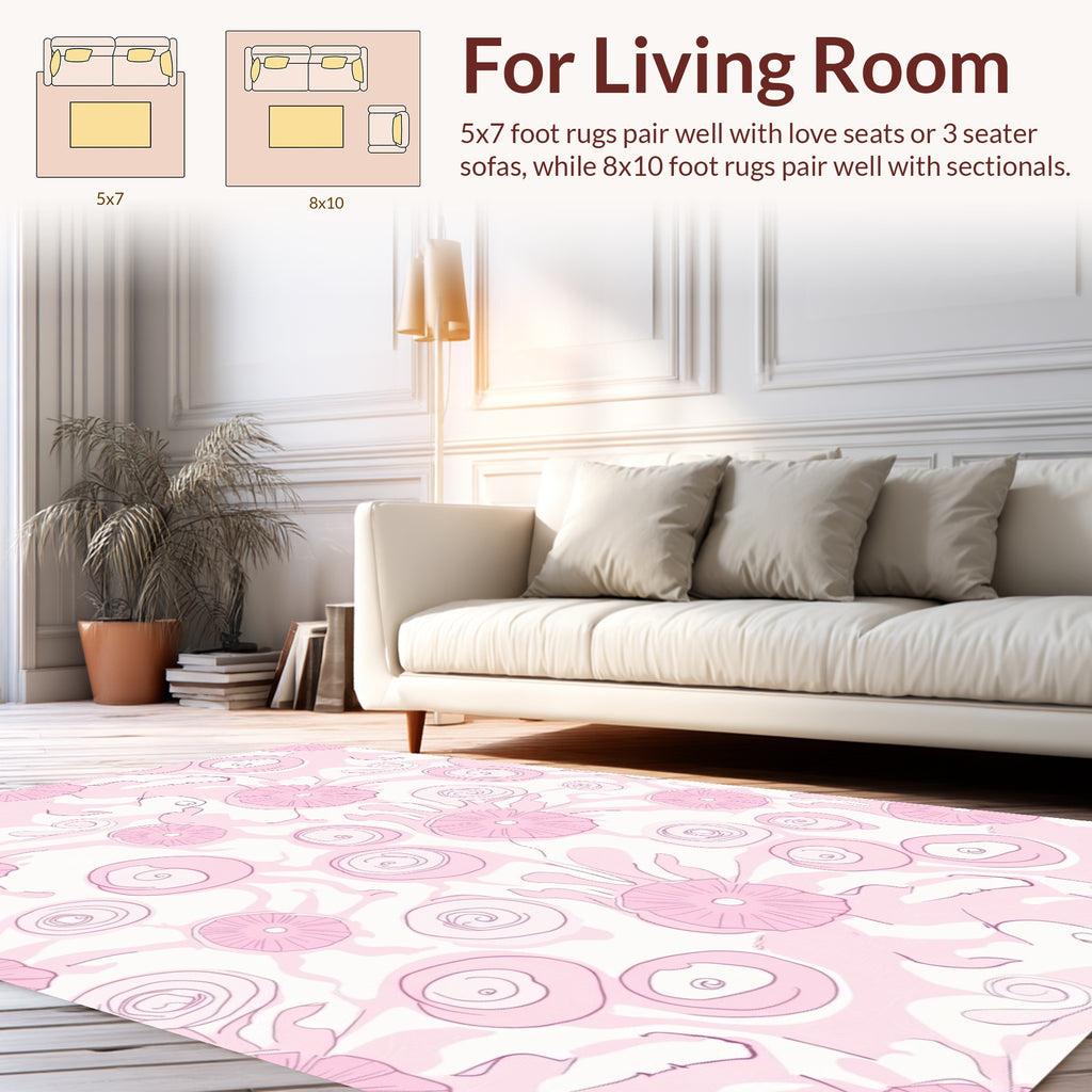 Playful Pink Swirls Petals Rug