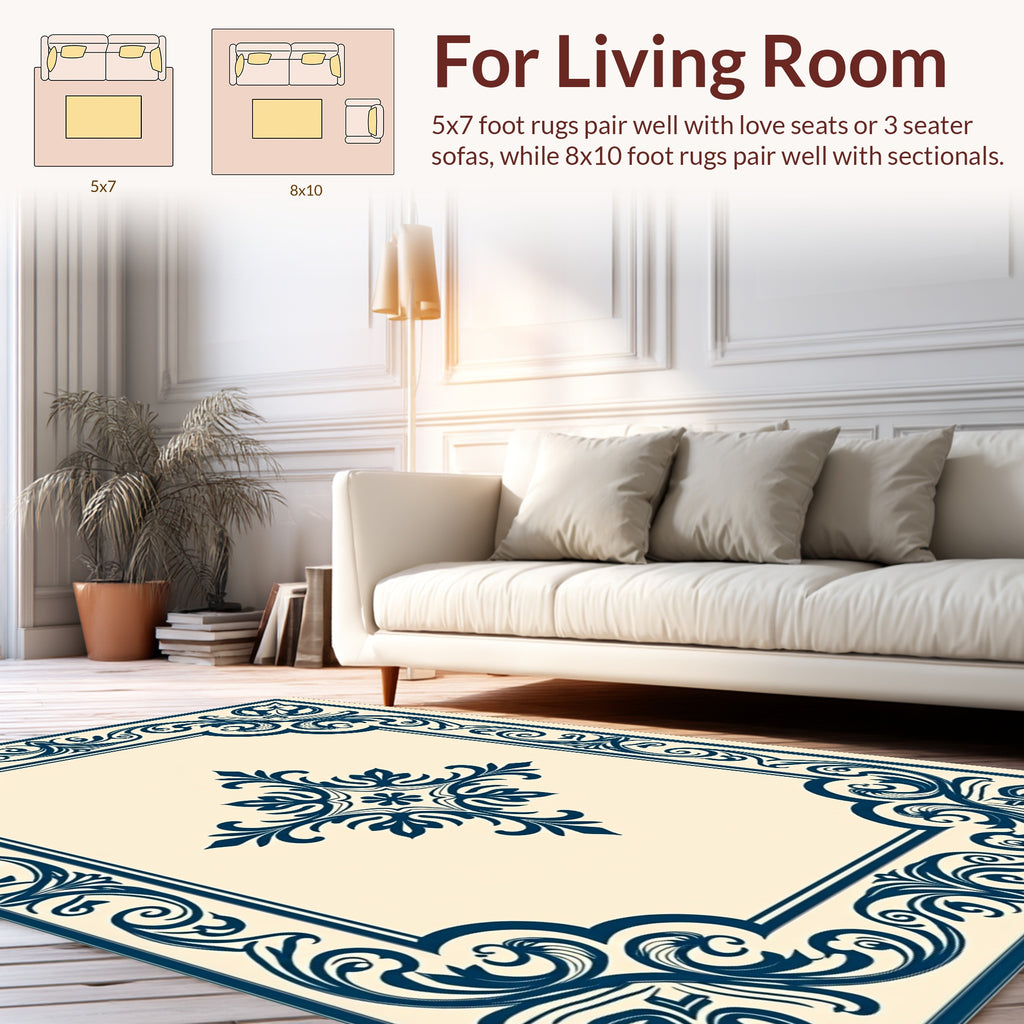 Ornate Floral Border Design Rug