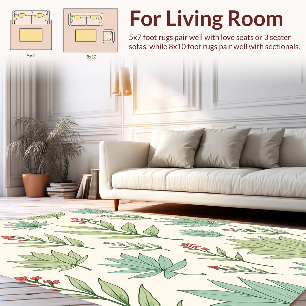 Vibrant Leaf Bloom Pattern Rug