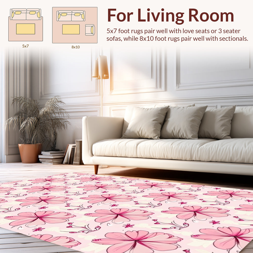 Pink Floral Garden Pattern Rug