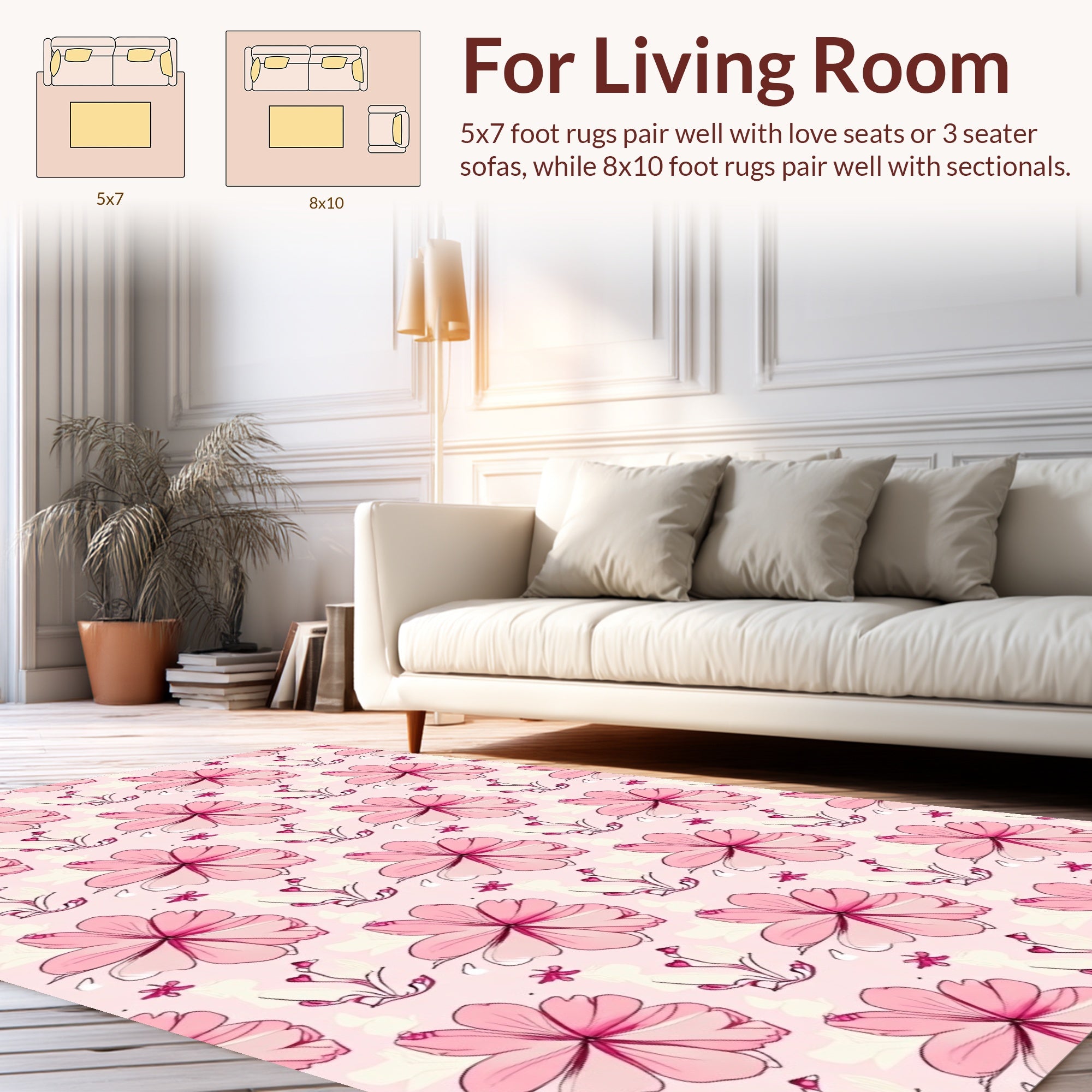 Pink Floral Garden Pattern Rug