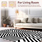 Abstract Black White Geometric Pattern Design Rug