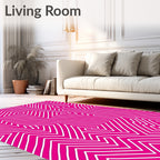 Pink And White Maze Pattern Rug