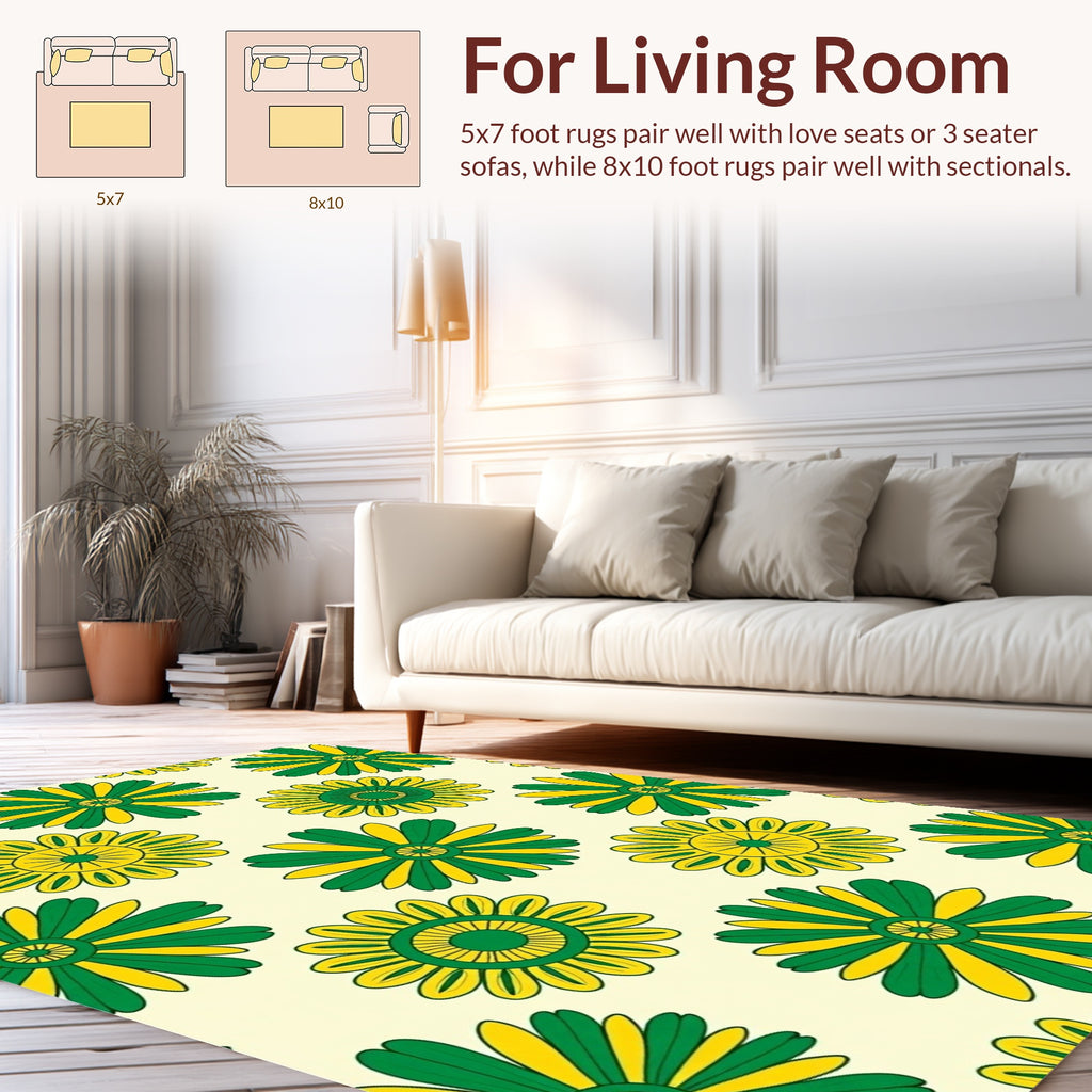 Retro Sunburst Floral Pattern Rug
