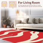 Crimson Wave Patterned Abstract Rug