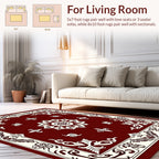 Ornate Floral Red Cream Medallion Rug