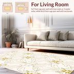 Elegant Gold Outline Floral Pattern Rug