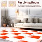 Orange White Checkerboard Glossy Pattern Rug
