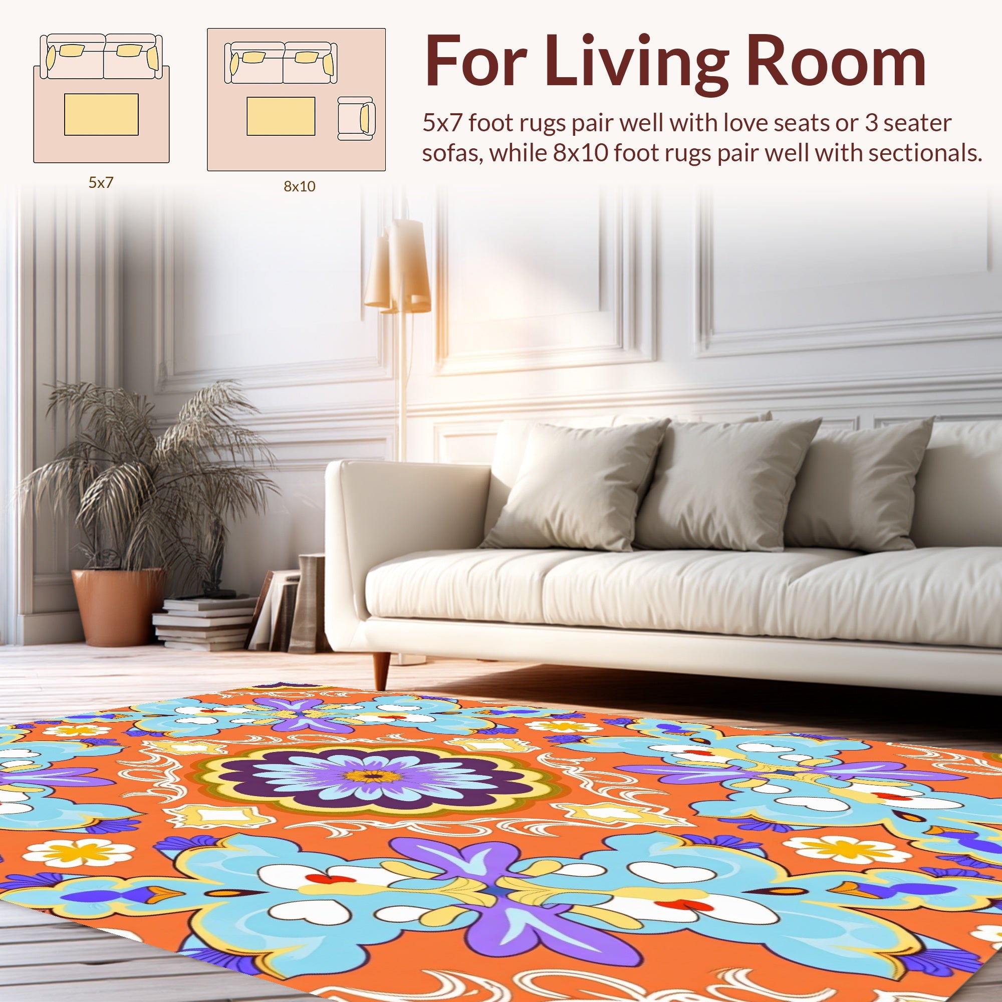 Vibrant Floral Mandala Pattern Rug