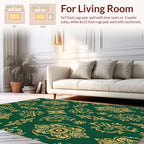 Elegant Gold Floral Damask Pattern Rug