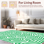 Abstract Green Swirl Organic Pattern Rug