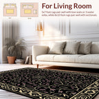 Ornate Floral Black Gold Rug