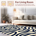 Abstract Navy Swirls Pattern Rug