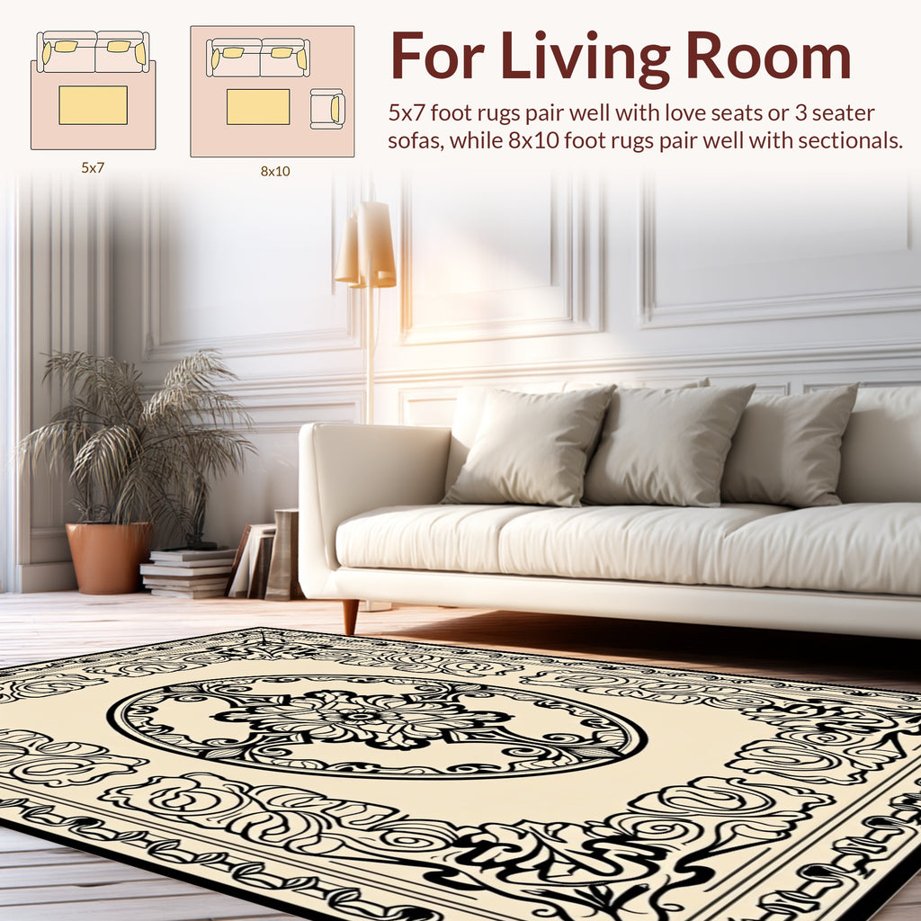 Art Nouveau Floral Scrollwork Pattern Rug