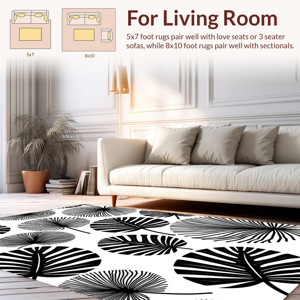 Bold Tropical Leaf Pattern Rug