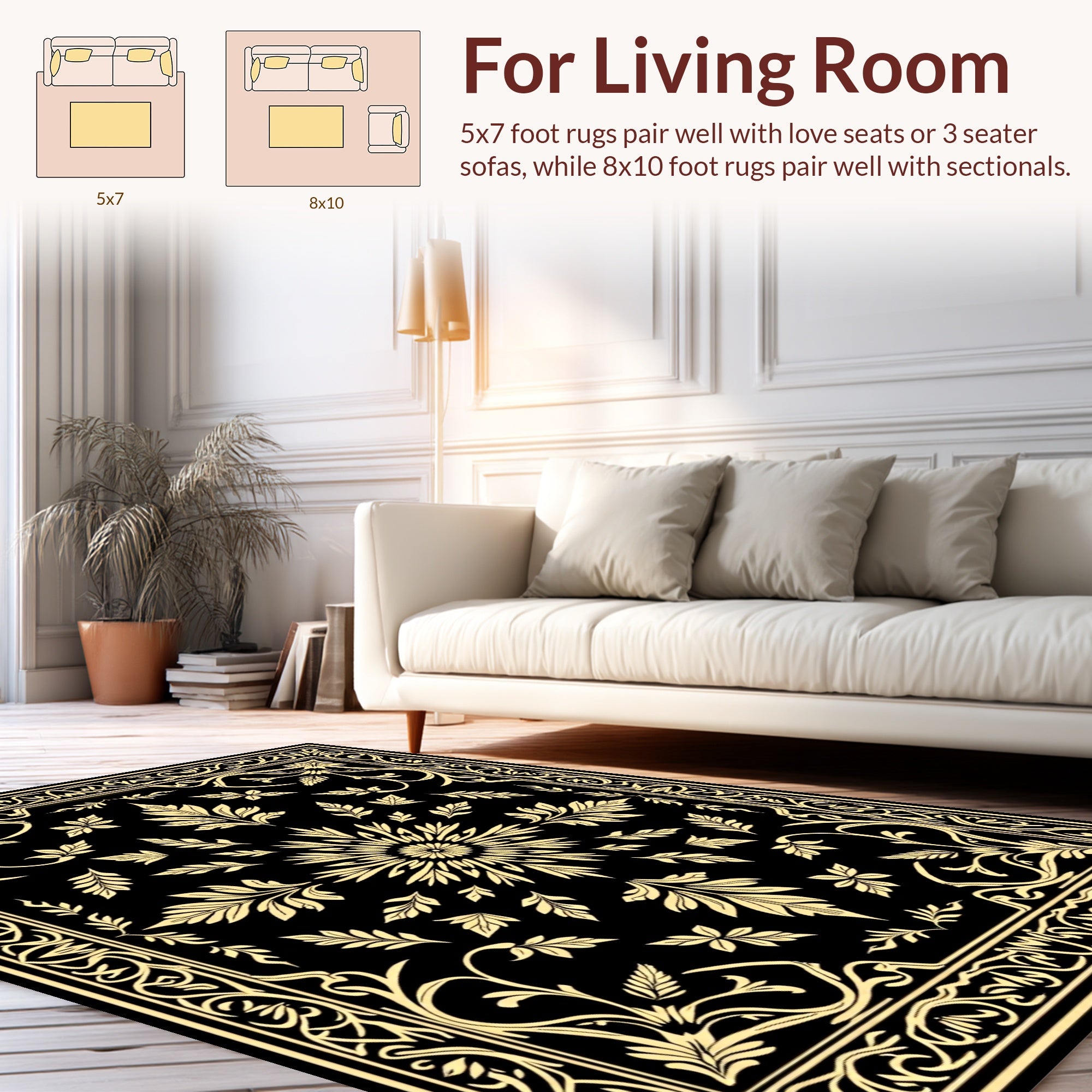 Art Nouveau Floral Golden Pattern Rug