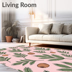 Pink Pinecone Branch Repeating Pattern Rug