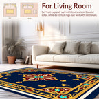 Ornate Gold Floral Patterned Rug