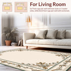 Elegant Gold Floral Scroll Pattern Rug