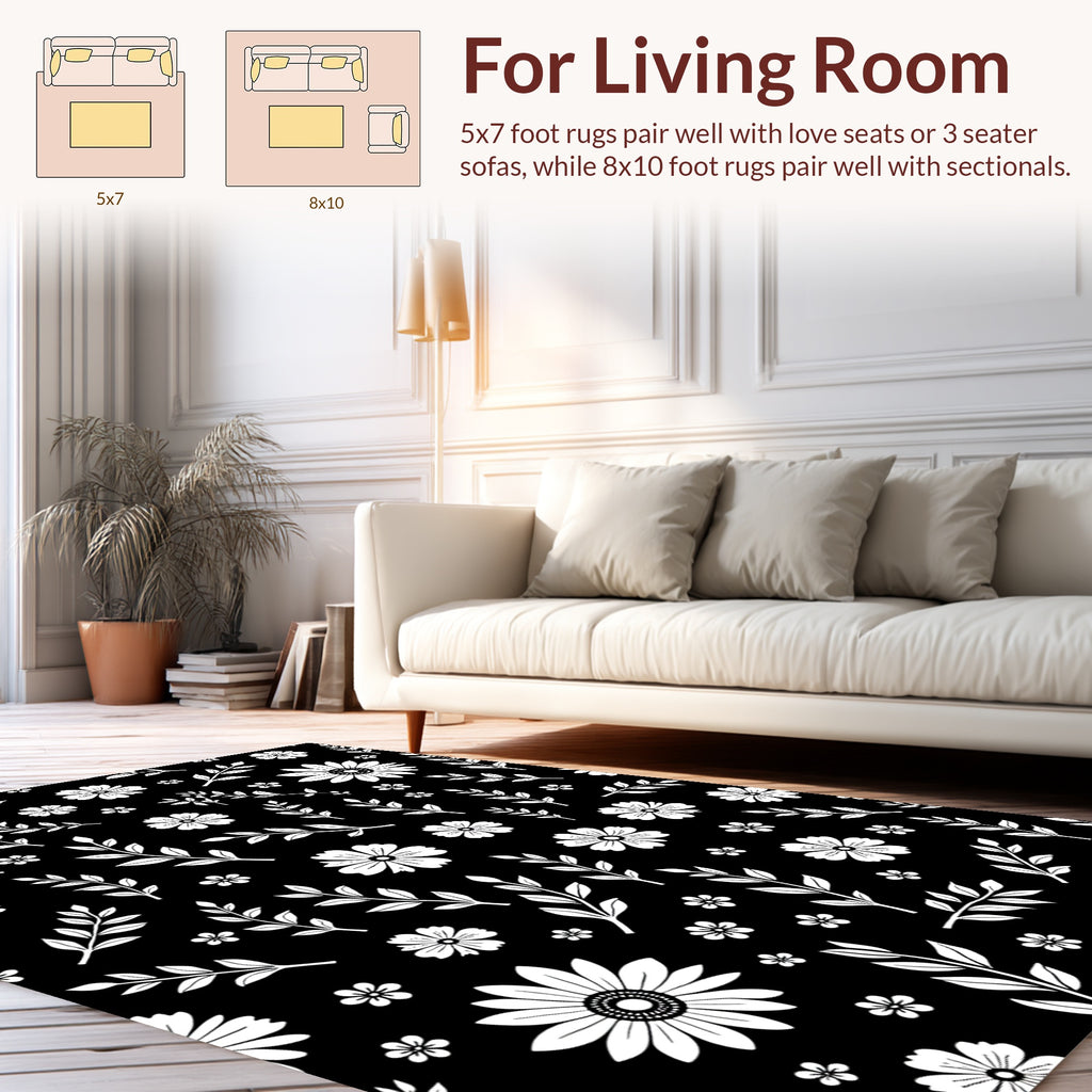 White Floral Vine Pattern Rug