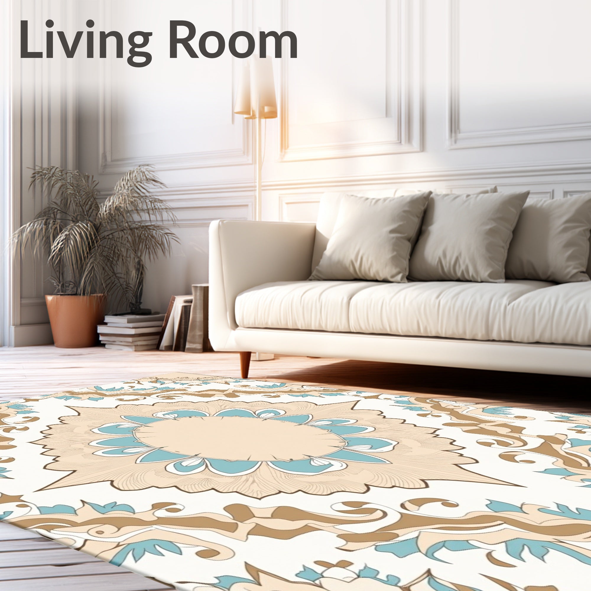 Ornate Floral Mandala Pattern Rug
