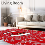 Red Santa Hat Festive Snowflakes Rug