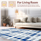Classic Blue White Gingham Plaid Rug