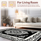 Classic Black White Floral Medallion Rug